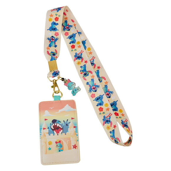 (Pre-Order) Stitch Sand Castle Loungefly Lanyard with Cardholder
