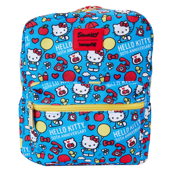 (Pre-Order) Hello Kitty 50th Anniversary Classic AOP Nylon Loungefly Mini Backpack