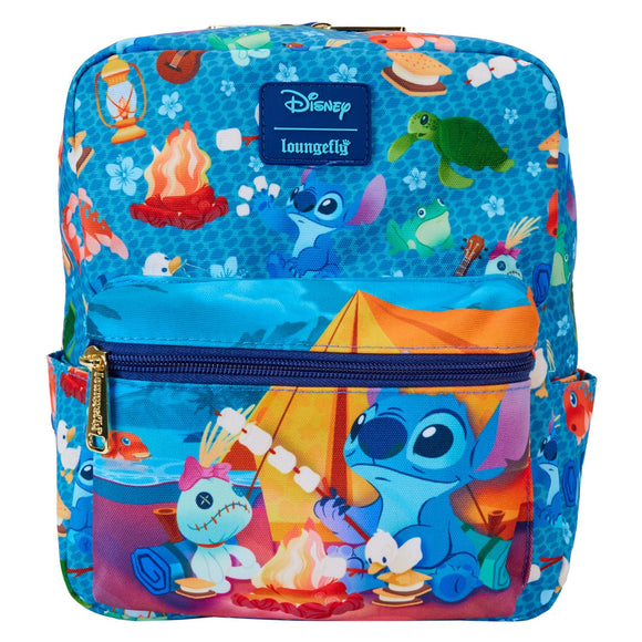 (Pre-Order) Stitch Camping Cuties AOP Loungefly Nylon Mini Backpack