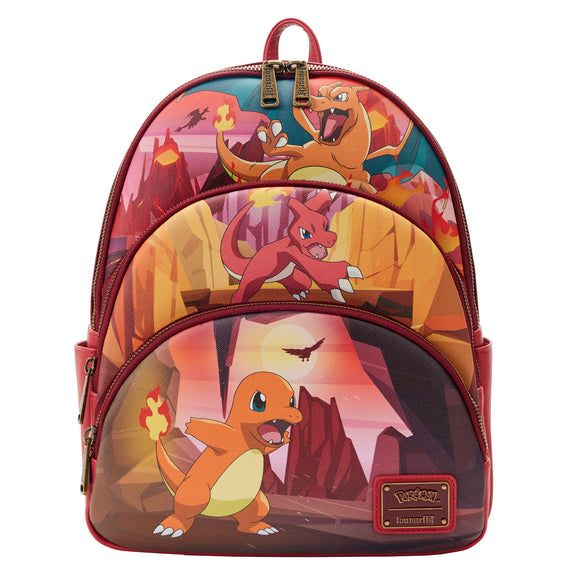Pokemon Charmander Evolutions Loungefly Triple Pocket Backpack