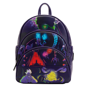 Disney Villains Glow in the Dark Loungefly Triple Pocket Mini Backpack