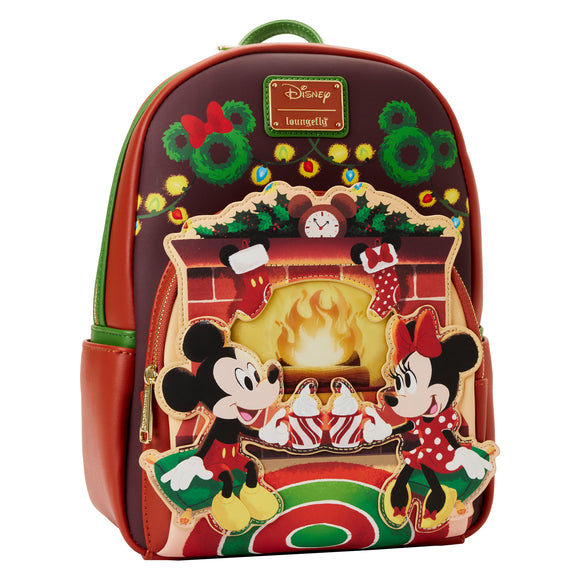 Mickey Minnie Hot Cocoa Fireplace Loungefly Mini Backpack